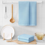 Kitinjoy 100% Cotton Waffle Weave Kitchen Towels (13 X 28 Inches, Sky Blue), 4-Pack Super Soft and Absorbent Dish Towels for Drying Dishes, Kitchen Hand Towels