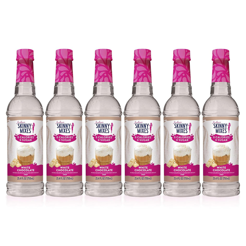 Jordan's Skinny Syrups Sugar Free Coffee Syrup, White Chocolate Flavor Mix, Zero Calorie Flavoring for Lattes, Protein Shake, Cocktail & More, Gluten Free, Keto Friendly, 25.4 Fl Oz, 6 Pack