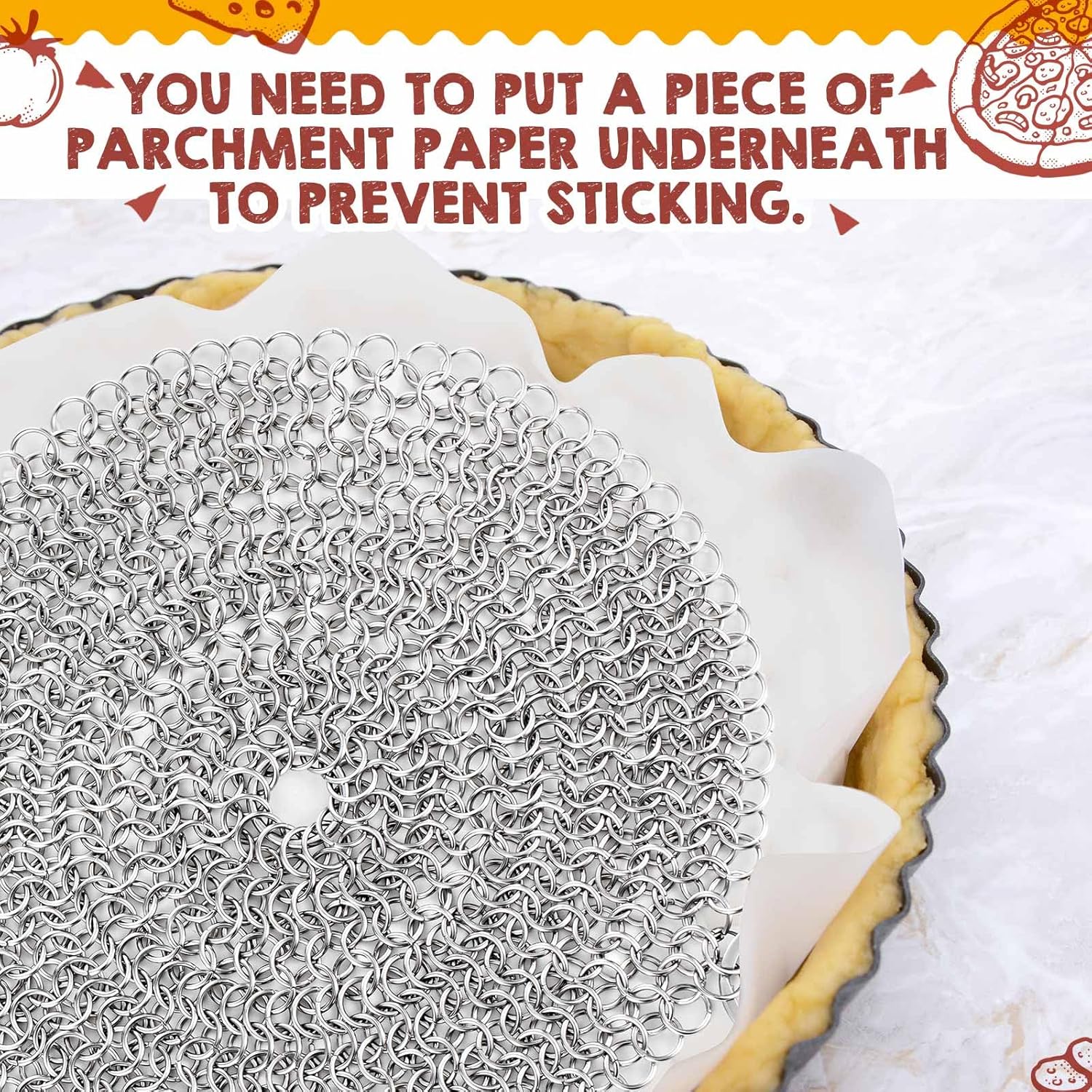 Patelai 1 Pcs Stainless Steel Pie Weights for Baking Universal Fit Pie Weight for 7-10 Inch Pies Round Metal Pies Weights Chain Dishwasher Safe Durable Blind Baking Dough Cooking Pastry (8 Inch)