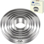 M JNGMEI 6 Pieces Stainless Steel Cookie Cutter Set 2'', 3'',3.5'', 4'',5''and6'' Biscuit Plain Edge Round Cutters large Sizes Shape Molds Ranging from 2-6 Inches GIFT PACKAGE