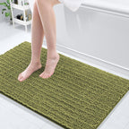 Arotive Luxury Chenille Bathroom Rug Mat, Extra Soft Thick Absorbent Shaggy Bath Rugs, Non-Slip Machine Wash Dry, Plush Bath Mats for Bathroom, Shower and Tub, 47x24, Willow Green