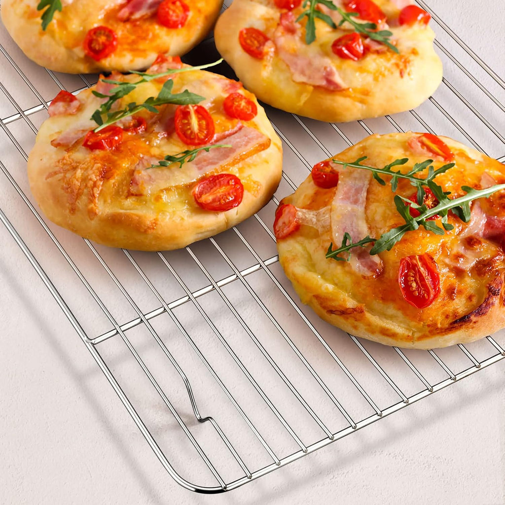 Baking Sheet with Rack Set, E-far 16”x12” Stainless Steel Cookie Sheet Pan for Oven, Rimmed Metal Tray with Wire Cooling Rack for Cooking Roasting Resting Bacon Meat Steak - Dishwasher Safe