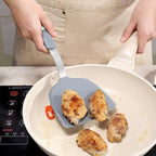 To encounter 2 Pieces Silicone Spatula set, Non-Stick Turner Spatulas, Heat Resistant Silicone Cooking Flipper for Eggs, Fish, Pancakes, Light Grey