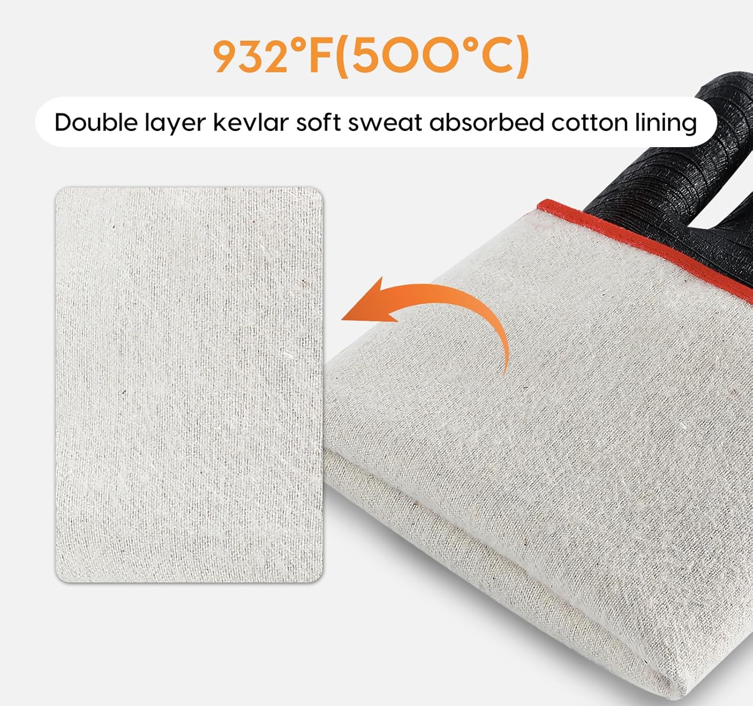 932°F Extreme Heat Resistant Gloves for Tansyan Grill BBQ, Waterproof Long Sleeve Pit Grill Gloves for Fryer, Baking, Oven,Smoker,Fireproof, Oil Resistant Neoprene Coating（14-Inch ）