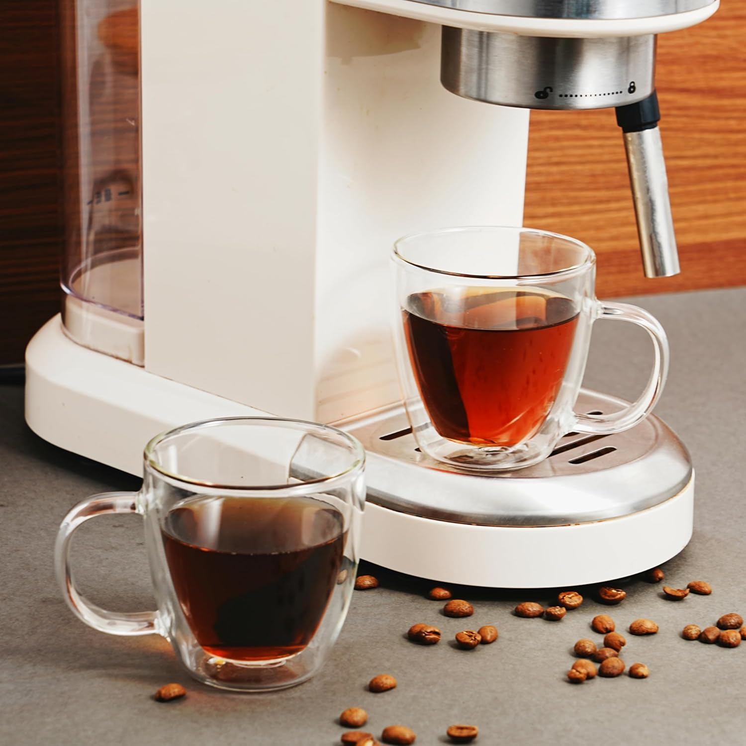 CNGLASS Insulated Espresso Glass Mugs 5.4oz/160ml, Small Clear Coffee Mugs Set of 6, Double Wall Glass Cups with Handle for Tea and Macchiato