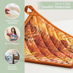 Maison d' Hermine Pot Holder 100% Cotton Potholder Heat Resistant (8"x8") with Loop Hot Pads for Gifts, Kitchen, Baking, Chef, Barbeque & Microwave, Thanksgiving Tartan - Thanksgiving/Christmas