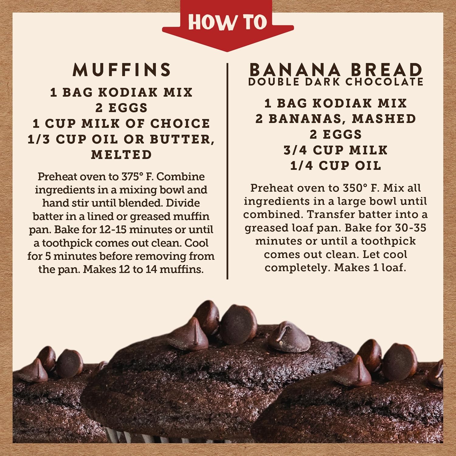 Kodiak Cakes Power Bake Muffin Mix, Double Dark Chocolate, 14 Ounce (Pack of 6)