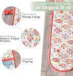 Maison d' Hermine Double Oven Mitts 100% Cotton 7"x35" Double Oven Mitt Heat Resistant BBQ Cooking Gloves with Loop, Baking, Grilling, Home, Kitchen, Handling Hot Pans (Romane)