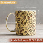 Maison d' Hermine Coffee Mug with Handles Fine Bone China Mugs Pack of One Tea Cups for Hot Beverages Cappuccino Latte Home Restaurant Office Perfect for Gift (Lakshmi - Daya, 12 Ounce)