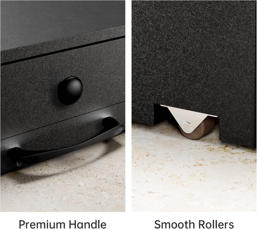 NiHome Acacia Wood Coffee Machine Tray with Pod Drawer, Smooth Wheels Rolling Appliance Slider, Large Drawer for K-Cups, Tea Bags, Under Cabinet Countertop Caddy for Espresso Maker, Blender, Air Fryer