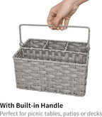 GRANNY SAYS Wicker Utensil Caddy - Picnic Basket with Handle, Organizer for Kitchen Table or Cabinet, Silverware Holder for Parties
