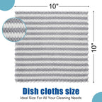 Homaxy 12 Pack Kitchen Dish Cloths, Ultra Soft and Absorbent Dish Towels, Reusable Fast Drying Microfiber Cleaning Cloth, Coral Velvet Wave Design No-lint, 10 x 10 inches, Grey