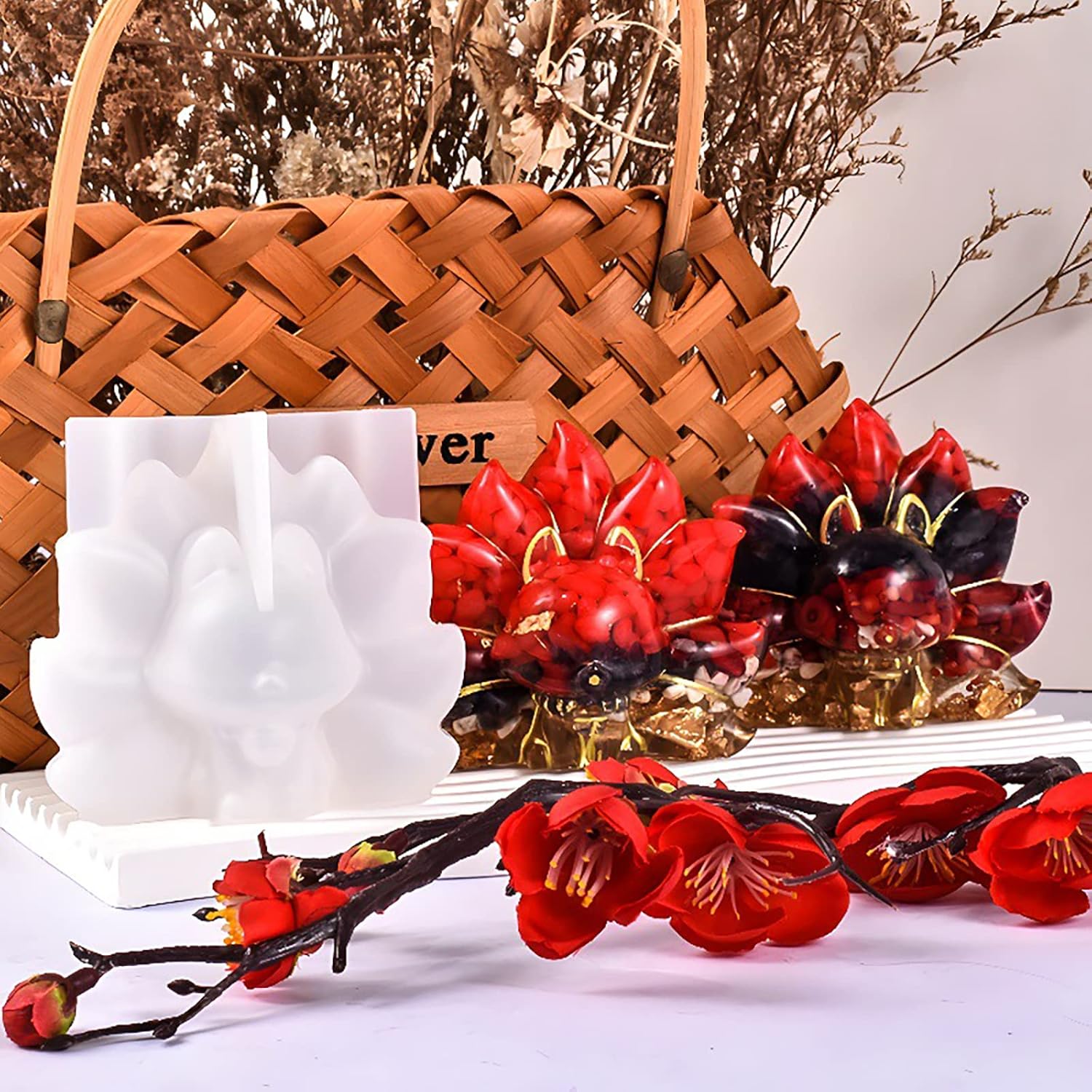 Tail Fox Molds Fox Resin Mold - Resin Casting Silicone Molds for Home Decor & Candle Making Wave Spiral Mold