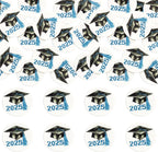 Gyufise 48Pcs Edible 2025 Graduation Cap Cupcake Toppers Wafer Paper Class of 2025 Grad Cap Cupcake Picks for 2025 Graduation Theme Party Cake Decorations Supplies Blue