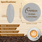 2 PCS Espresso Puck Screen, Espresso Filter Screen for 53.5mm Portafilter, Reusable 1.7mm Thickness 150μm, 316 Stainless Steel Coffee Filter Replacement, Coffee Puck Filter for Espresso Machine