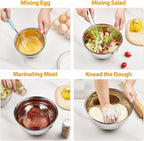 YIHONG 7 Piece Metal Mixing Bowls with Lids for Kitchen, Stainless Steel Set Ideal for Baking, Prepping, Cooking and Serving Food, Nesting Design for Space Saving Storage (Khaki)