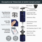 Manual Coffee Grinder by Alpaca Ventures - Stainless Steel Conical Burr Coffee Grinder Manual with Adjustable Setting Double Bearing Hand Espresso Grinder Perfect for Home, Office and Camping