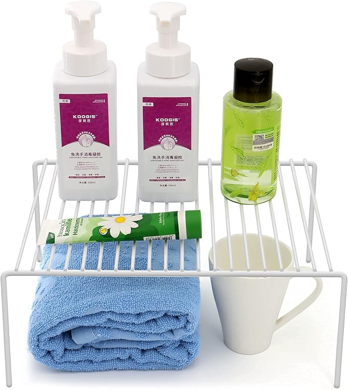 Redrubbit Large (15.7 x 9. 4 Inch) Cabinet Storage Shelf Rack, Rustproof Kitchen Counter and Cabinet Shelf, Storage Rack Organizer for Kitchen, Fridge, Cabinet, Bathroom, Set of 2