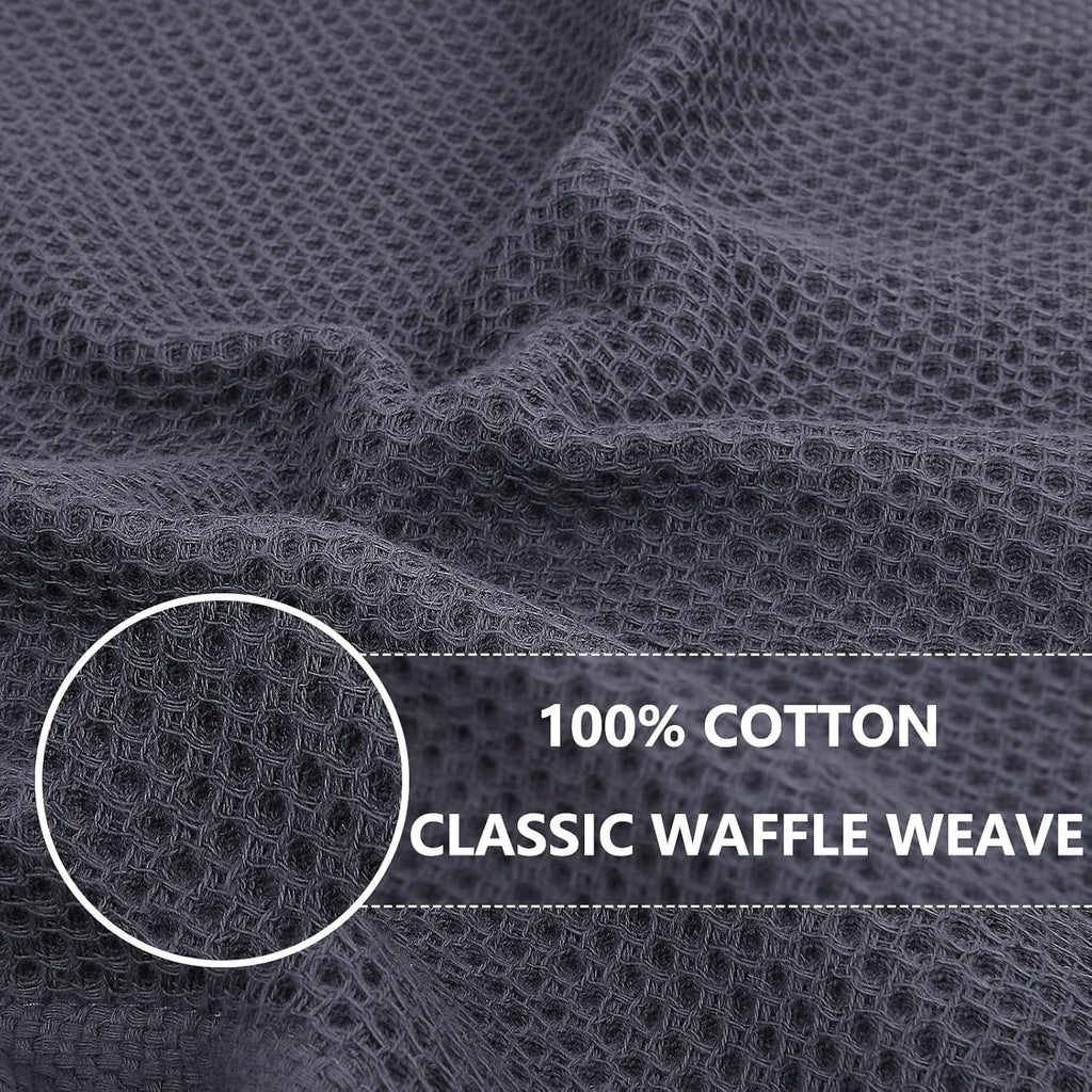 Homaxy 100% Cotton Waffle Weave Kitchen Dish Towels, Ultra Soft Absorbent Quick Drying Cleaning Towel, 13 x 28 Inches, 18-Pack, Dark Grey