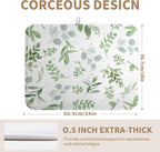 Summer Sage Green Leaves Dish Drying Mat Spring Eucalyptus Leaf Kitchen Dish Drying Pad Absorbent Dish Dryer Mat for Kitchen Countertops Microfiber Dishes Drainer Pad Dish Drying Rack Mat (18x24 in)