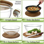 Glass Mixing Bowls Acacia Lids - (Bowls Not Included) Lids are compatible with all Glass Mixing Bowls Set