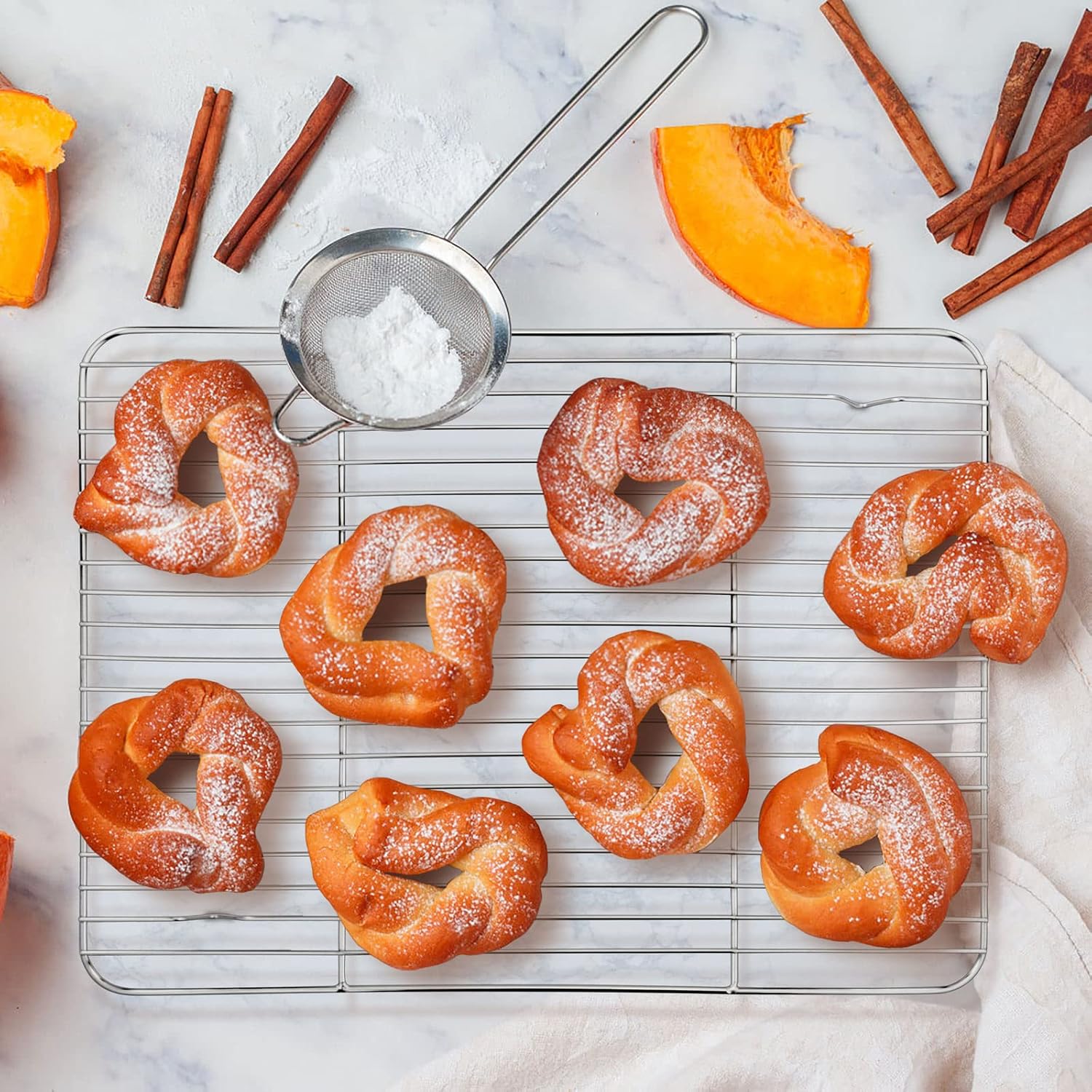 Stainless Steel Baking Sheet with Rack Set, E-far 12.4”x9.7” Cookie Sheet Broiling Pan for Oven, Rimmed Metal Tray with Wire Rack for Cooking/Baking/Cooling/Bacon, Non-toxic & Dishwasher Safe