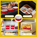 25 Pack Square Mini Cake Pans with Lids,Mini Loaf Pans with Lids,Aluminum Foil Baking Cups,Disposable Ramekins Cupcake Cups,Dessert Cups for Wedding Birthday Party Picnics,5oz (Red)