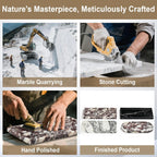 Natural Marble Vanity Tray - Moujings Genuine Marble Perfume Tray for Bathroom Decor, Stone Bathroom Vanity Organizer Tray for Kitchen Counter, Candles, Jewelry, Coffee, Makeup, Key