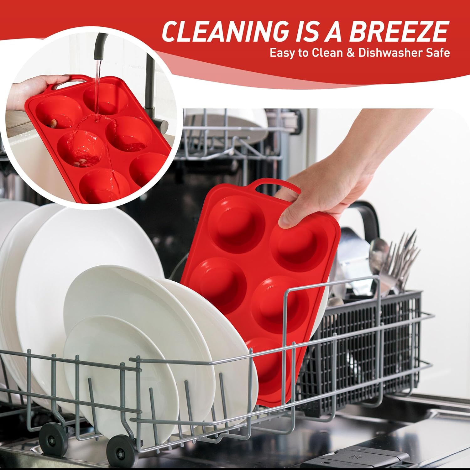 2 Packs 6 Cups Silicone Muffin Pan for Baking with Metal Reinforced Frame Jumbo Size Cupcake Pan Tray Egg Bites Silicone Circle Cookie Molds Muffin Tin Tart Pans Large Big Sheet Set for Breakfast