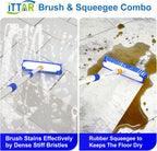 ITTAR 12" Wide Floor Scrub Brush with Long Handle, 2-in-1 Deck Cleaning Brush with 55" Extendable Pole, Heavy-Duty Tub Tile Scrubber Cleaner Brush for Shower Floor, Kitchen, Patio, Garage, Restaurant