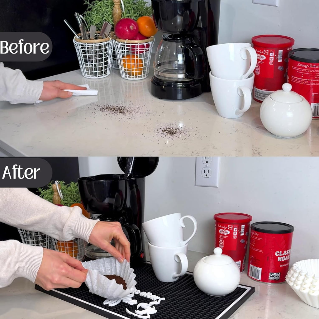 Life Begins After Coffee Bar Mat Sign for Countertop, 18x12 Coffee Machine Mat, Barista Shop Essentials for Your Station, Espresso Machine Protection for Countertop, Silicone Mats for Kitchen Counter