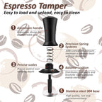 51mm Espresso Tamper with Precise Scales, Adjustable Constant Pressure Coffee Tamper for Espresso Machine, Spring-Loaded Auto-Return Espresso Accessories for Home Commercial Espresso Brewing