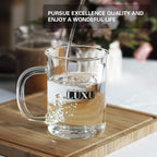 LUXU Borosilicate Glass Coffee Mugs (Set of 2)-15 oz,Clear Tea Cups,Lead-free Drinking Glasses with Handle,Perfect for Latte,Americano,Cappuccino,Tea Bags,Water,Milk and Hot and Cold Beverage