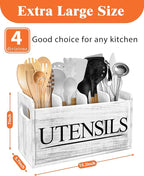 Kitchen Utensil Holder for Kitchen Counter Large Wooden Organizer for Cooking Utensils Utensil Holder Counter Rustic Décor