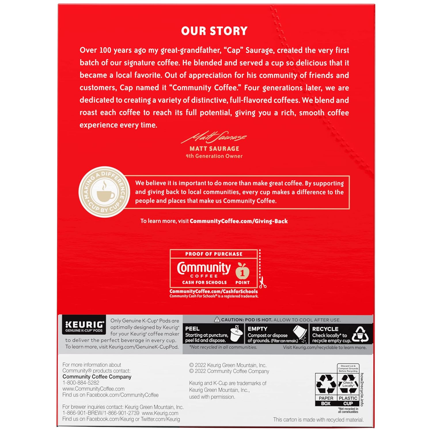 Community Coffee Signature Blend 96 Count Coffee Pods, Dark Roast, Compatible with Keurig 2.0 K-cup Brewers(Pack of 4,24 Count Total)