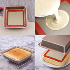 Square Silicone Baking Mats for 9 Inch Cake Pan, 8.5" Food Grade Non-stick Reusable Silicone Mat for Baking Pan for Bread/Pastry/Toast/Pie, Professional Cookie Sheets Liners for Brownie Pan 2 PCS