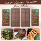 Chocolate Bar Mold 2 Pack, Non-Stick Deep Dubai Chocolate Bar Molds, Silicone, Rectangular Prism, Chocolate Color