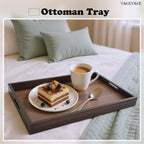 Wood Serving Tray with Handles,17"x12.5"x1.5" Large Serving Tray for Ottoman, Party, Dining, Coffe Table, Home Decor, Bathroom