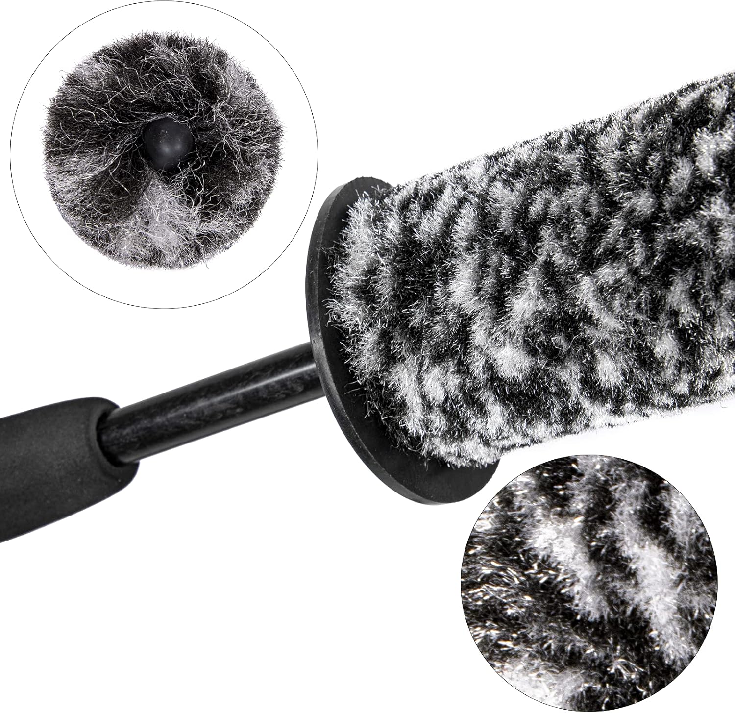 Car Wheel Rim Brush Kit, Woolies Wheel Brush, Car Cleaning Brush Fiber Rod, Steel Ring Fiber Cleaning Brush, Long Non-Slip Handle Clean Brush, Great to Clean Car Wheel Rim