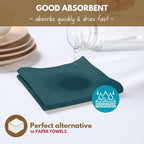 Native Fab 6 Pack Waffle Dish Cloths - 100% Cotton Absorbent, Quick Drying & Soft Towels for Cleaning, Cooking & Baking - Ideal for Home, Restaurants & Cafes - 12x12 Inches - Teal Green