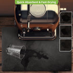 Matace Designer Coffee Bar Mat, Extra Large 17 x 31.5 Inches, Rubber Backing, Absorbent Coffee Maker Mats for Dish Drying, Kitchen Countertop, Heat Resistant, Solid Black