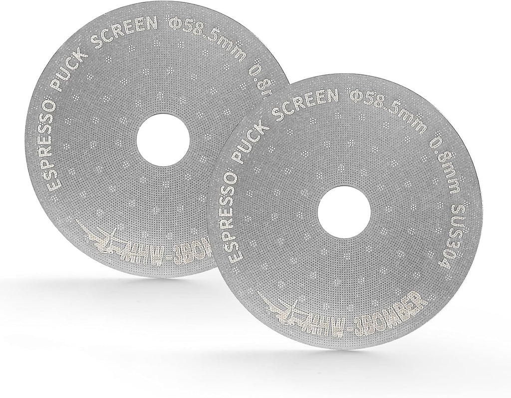 MHW-3BOMBER 58.5mm Espresso Puck Screen with Round Hole 2 Packs Metal Espresso Filter 0.8mm Thickness Coffee Filter for La Marzocco/Gaggia FG7011-OS