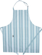 AMOUR INFINI Cotton Striped Aprons for Women with Pockets - Adjustable Strap and Waist Ties Printed Apron for Baking, Cooking, Gardening (27.5 x 33 Inches - Dove Blue)