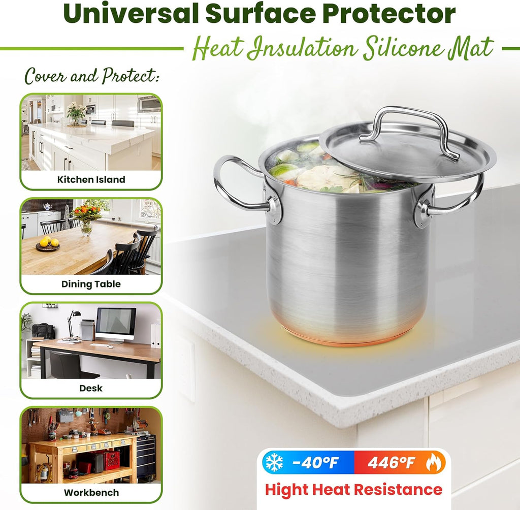 Premium Silicone Mat 25" x 17" Cooking Mat Thick Heat Resistant, Kitchen Counter Mat - Coffee Machine, Glass Top Stove Cover Countertop Protector for Air Fryer, Baking mat (Semi-Translucent)