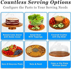 JOEY'Z 6 in 1 Large Acacia Wood Cake Stand with Lid - Multiuse Wooden Cake Stand with Dome Acrylic Cake Cover/Cake Dome - Cake Holder With Lid - Cake Stands