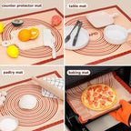 Sapid Extra Thick Silicone Pastry Mat Non-slip with Measurements for Non-stick Silicone Baking Mat Extra Large, Dough Rolling, Pie Crust, Kneading Mats, Countertop, Placement Mats (20" x 28", Red)