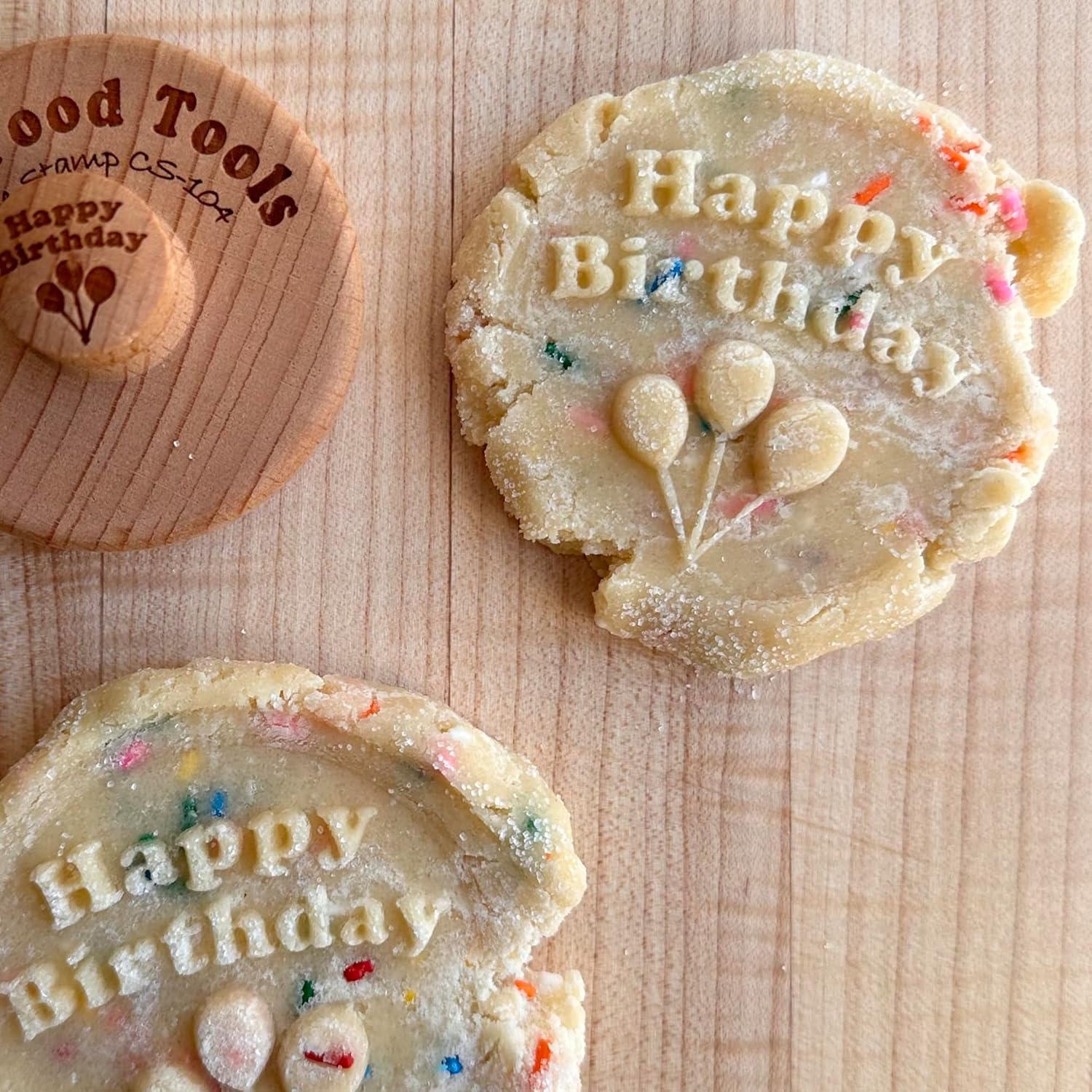 Wood Cookie Stamp, 2.5 Inch (Happy Birthday CS-104)