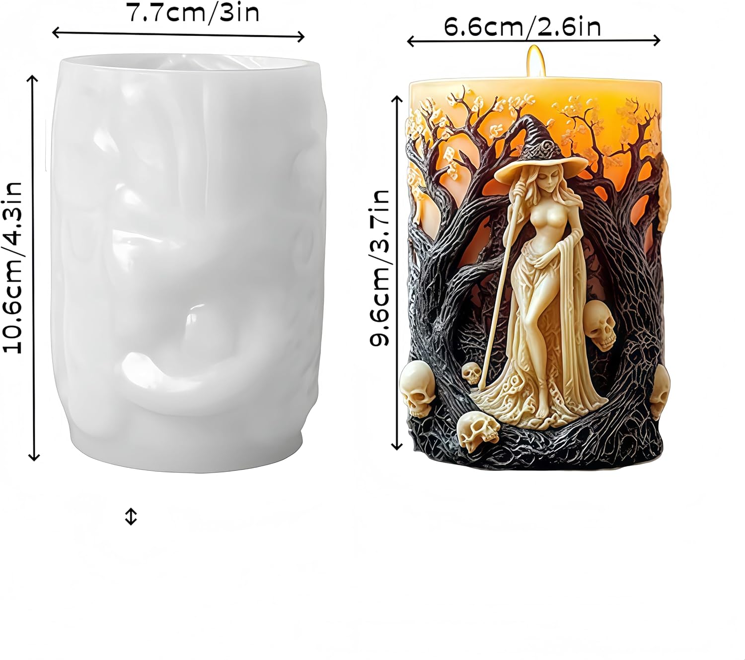 Witch Cylinder Silicone Candle Mold for Candle Making,Pillar Casting Silicone Molds for Resin Casting,Scented Candle, Soap,Silicone Molds for Home Decor,Resin Craft Gifts (D)