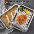 Stainless Steel Casserole Pan or Food Prep Container with Rack & Lid (Tray), 3.5Quarts, Buffet Party Pans, Roasting Pan with Rack, Bakeware, Roaster, Oven-safe, Freezer-friendly (1306 / No6)