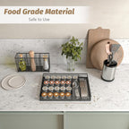 Silverware Organizer Metal Mesh, Large Drawer Organizer, Utensil Cutlery Tray for kitchen drawers, Flatware Organizer with 6 Compartment, Black (11.3”*16“)